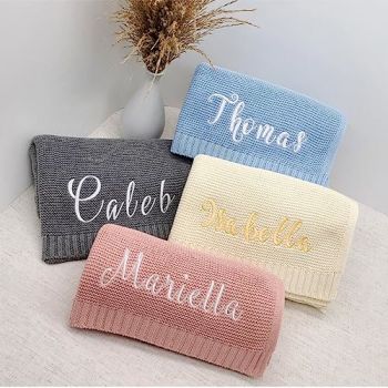 Personalized Knit Baby Name Blanket