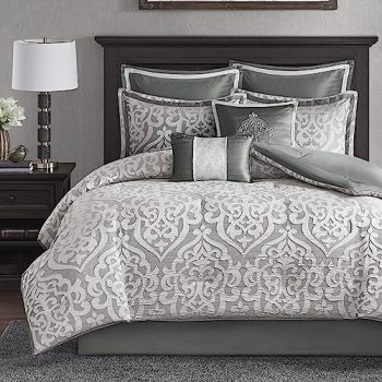 Odette Cozy Comforter Set Jacquard Damask Medallion Design