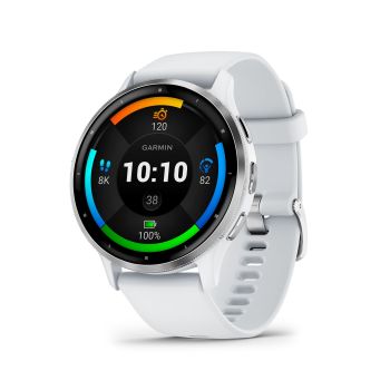 Venu 3 Silver Stainless Steel Bezel 1.4-Inch AMOLED Touchscreen Display Smart Watch