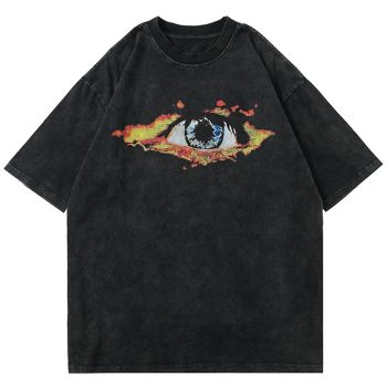 Oversized Graphic Tees for Men Y2k Men Oversized T-Shirt Retro Harajuku Aesthetic Streetwear Top Shirts P-Black