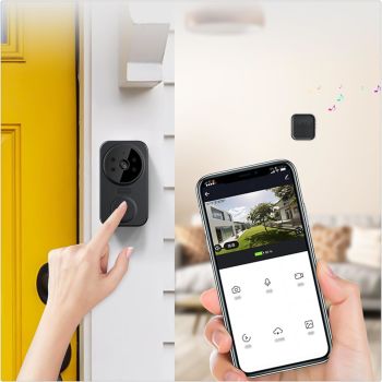๐ช๐ถ๐ฟ๐ฒ๐น๐ฒ๐๐ ๐ฆ๐บ๐ฎ๐ฟ๐ Ring Doorbell Camera Phone Remote Video Doorbell Rechargeable Intelligent Visual Intercom HD Night Vision Doorbell Two-Way Audio Photos ๐ช๐ถ๐๐ถ Home Door Doorbell (Black)