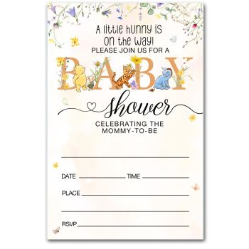 Winnie the Pooh Baby Shower Party Invitations Baby Shower Invitations Winnie the Pooh Baby Girl Party Invites (20 Cards