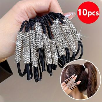 10pcs Glitter R_h_i_n_ES_t_o_n_e_s Double Layers H_a_i_r T_i_e_s Gift