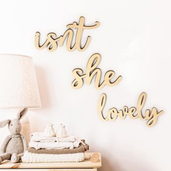 Isn’t She Lovely Wood Sign Boho Girls Bedroom Kids Room Wooden Wall Art Shelf Decor Decoration for Hanging & Display