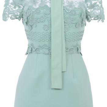 , 3D Floral Embroidered Short Dress, 4, Aquamarine