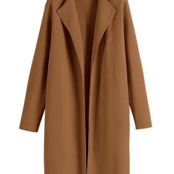 Women's Cardigans Sweater 2024 Casual Lapel Open Front Knit Warm Wool Coatigan Jacket Long Blazer Coat Caramel Medium