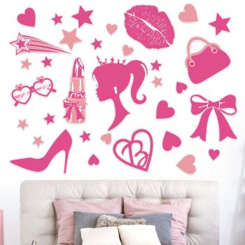 34 PCS Pink Doll Stickers