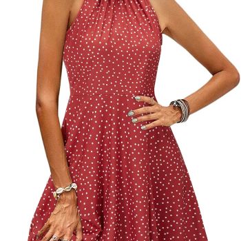 Women's 2024 Summer Dresses Halter Neck Floral Dress Casual Sundress(Floral-38,L)