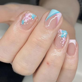 24 Pcs French Tip Press on Nails Short Square Fake Nails Acrylic Solid Color False Nails