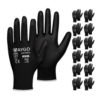 Safety Work Gloves PU Coated-12 Pairs