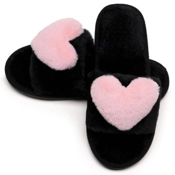 Women's Fuzzy Fluffy Furry Fur Slippers Flip Flop Open Toe Cozy House Memory Foam Sandals Slides Soft Flat Comfy Anti-Slip Spa Indoor Outdoor Slip on (01/Pink