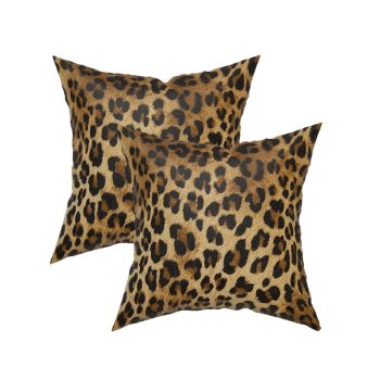 Leopard Throw Pillow Cover 2 Pcs Cheetah Animal Print Pillows Covers 18x18 inch Plush Soft Bed Decorative Pillow Case for Home Couch Sofa Outdoor Decor