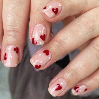 Valentine'S Day Press on Nails Short Square Fake Nails
