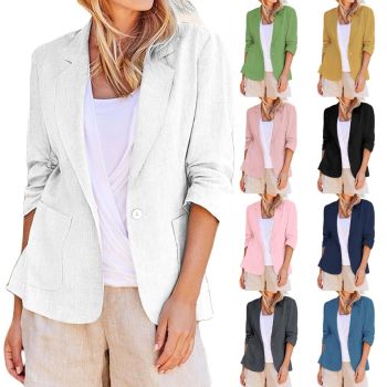 Friday Black Deals 2024 Home,My Orders Placed Your Orders Placed Recently by Me,Linen Blazer for Women 3/4 Sleeve 2024 Fall Fashion Outfits Business Casual Work Office Suit Jackets,White,L