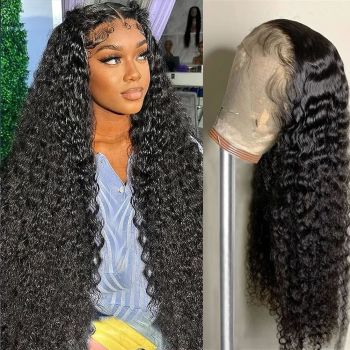 26 Inch Deep Wave 13x6 HD Transparent Lace Front Wigs Deep Curly Lace Frontal Glueless Wigs Human Hair Pre Plucked