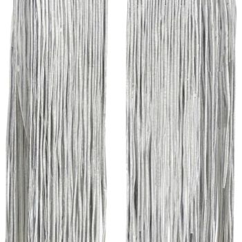 , Metallic Fringe Halter Top, M, Silver