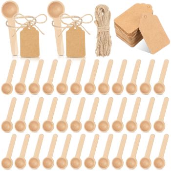 50 Sets 3 Inch Mini Wooden Spoons Small Wooden Spoons Disposable Small Spoons for Spice Jars Wood Spoons