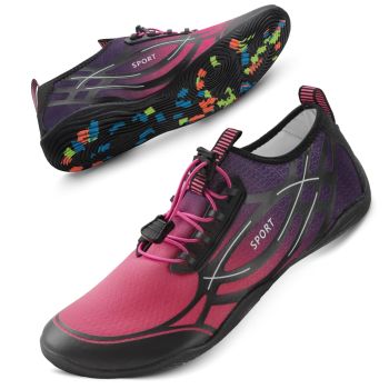 Water Shoes for Women Men Quick Dry Swim Beach Barefoot River Aqua Shoes for Hiking Boating Camping Fishing Grounding Surfing Yoga Women 11 / Men 9.5 (7-Rose Purple)