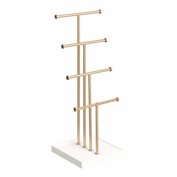 Four-Tier Jewelry Tree Stand - White/Brass