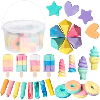 30 Pcs Sidewalk Chalk Kids Chalk Ice Cream Unicorn Donuts Chalk Sets for Kids Outside Kids' Drawing Chalks for Indoor and Outdoor Paint Use Art Supplies