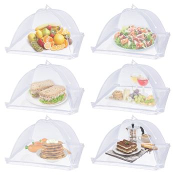 Large Food Cover,6 Pack Mesh Food Tent,17"x17",White Nylon Covers,Pop-Up Umbrella Screen Tents,Patio Net for Outdoor Camping