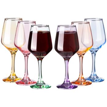 12 Ounce Multicolor Crystal Wine Glass,for Home Dinning