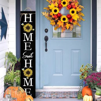 Sunflower Home Sweet Home Summer Vertical Porch Sign for Welcome Front Door Rustic Tall Welcome sign for Front Porch Standing Farmhouse Door Porch Decoration 7.8"x47.5"