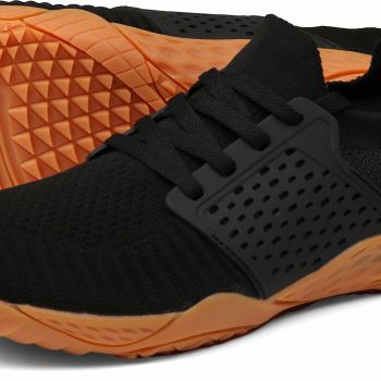 Men's Trail Running Shoes Minimalist Barefoot Wide Width Size 12 Low Zero Drop Sport Toe Box Gym Workout Fitness Breathable Beach Black Gum 45