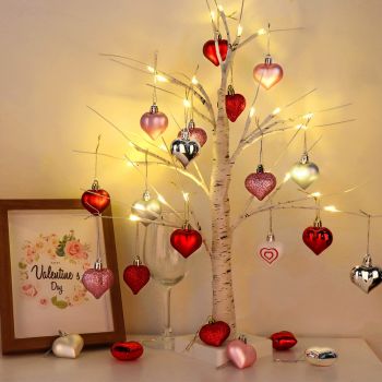 Valentines Day Decor 23.2" Lighted Birch Tree