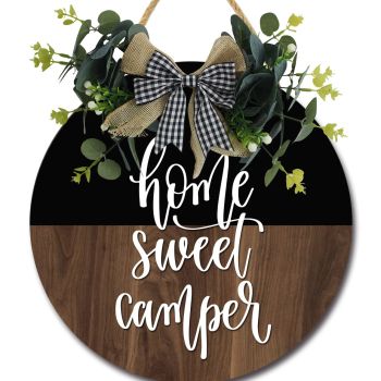 Home Sweet Camper Sign Farmhouse Wood Sign Front Porch Decor Rustic Wooden Sign Wall Decor Hanging Wooden Decorations