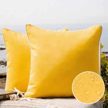 Pack of 2 Outdoor Waterproof Throw Pillow Covers Decorative Square Cushion Case Patio Pillows for Couch Tent Sunbrella (18''x18''