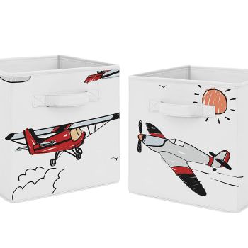 Vintage Airplane Foldable Fabric Storage Cube Bins Boxes Organizer Toys Kids Baby Childrens