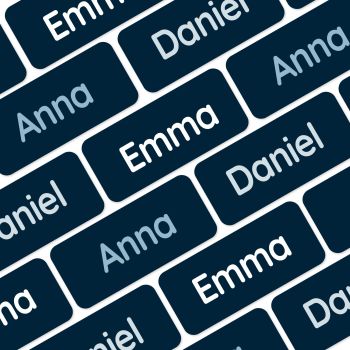 120 Personalized Name Labels Without Motif (1.2” x 0.5”) to use on Clothes and Gear. Waterproof and self-Adhesive Labels for Everyone