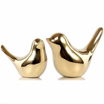 Small Birds Statues Gold Home Decor Modern Style Figurine Decorative Ornaments for Living Room