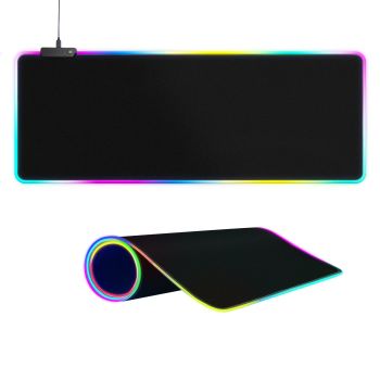 Large RGB Gaming Mouse Pad -15 Light Modes Touch Control Extended Soft Computer Keyboard Mat Non-Slip Rubber Base for Gamer Esports Pros 31.5X11.8 in