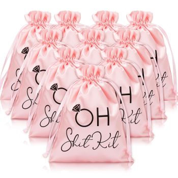 6 x 8 Inch Wedding Hangover Kit Bags Pink Bachelorette Party Favor Bags Large Drawstring Survival Recovery Kit for Wedding Bridal Shower Party