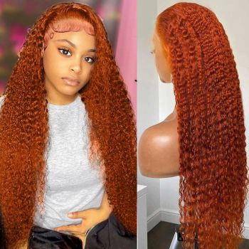Orange Ginger Wigs for Black Women Human Hair 150% Density Lace Front Wigs Human Hair Glueless Wigs Human Hair Pre Plucked (14 Inch,Orange Ginger)
