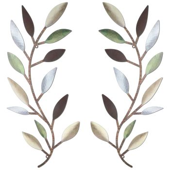 2 Pieces Metal Tree Leaf Wall Decor Vine Olive Branch Leaf Wall Art Wrought Iron Scroll Above The Bed