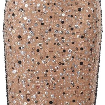 , Bead Embroidered Midi Dress, 6, Gold-Silver-Black