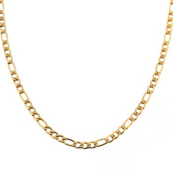 Men Women 24k Real Gold Plated Figaro Chain Stainless Steel Necklace