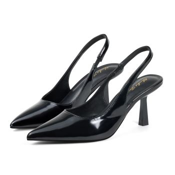 Women's Slingback Kitten Heel,3 inch Sexy Pointed Closed Toe Stilettos Pumps Slingback Heels for Women Slip on Elastic Strap Wedding Party Dress Sandals Shoes Black 8