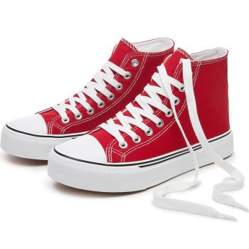 Unisex Fashion High top Sneakers Womens Classic High Tops Canvas Shoes Casual Tennis Shoes for Men(Red,US7W/US5M)
