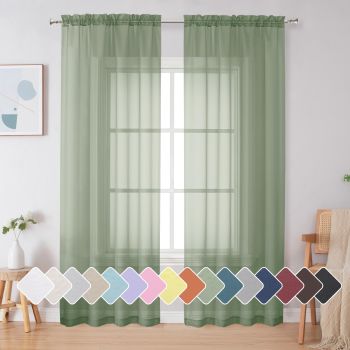 Sage Sheer Curtains 84 Inches Long