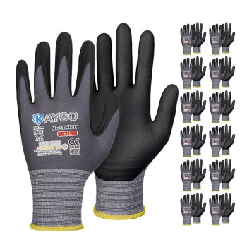 Safety Work Gloves MicroFoam Nitrile Coated-12 Pairs
