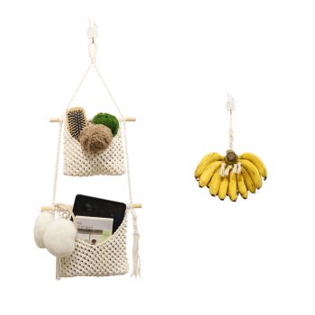 2 Tier Boho hanging wall baskets