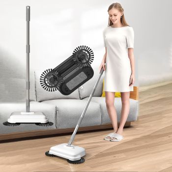 Multi-Purpose Hand Push Sweeper Vacuum Cleaner Home Sweeping Mopping Machine Adjust-Able Mop Brush Cleaner Sweeper for Apartments,Offices,Kitchen 1Pcs
