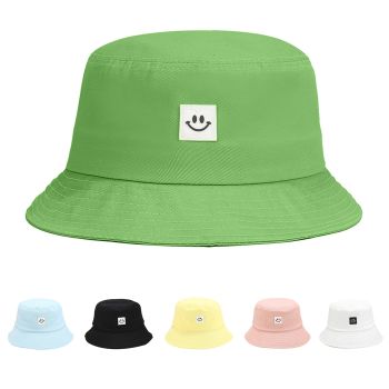 Kids Sun Hat Smile Face Bucket Hat for Girls Boys Summer Sun Protection Cotton Unisex Beach Cap (2-7Year