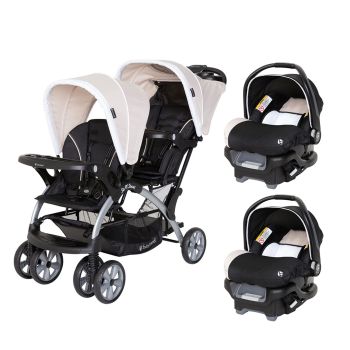 Sit N Stand Double Baby Stroller and 2 Car Seat Travel System