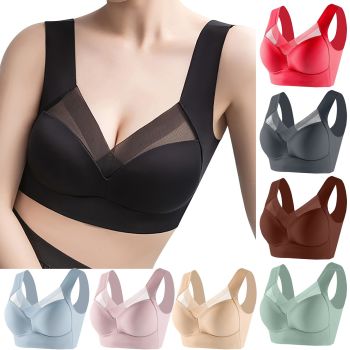 Sport Bras for Women Posture Correcting Push Up Sports Bra Full Coverage Wirefree Everyday Bra Seniors Plus Size Bra A-Black