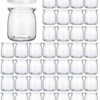 40 PACK 6 oz Clear Yogurt Jars With PE Lids